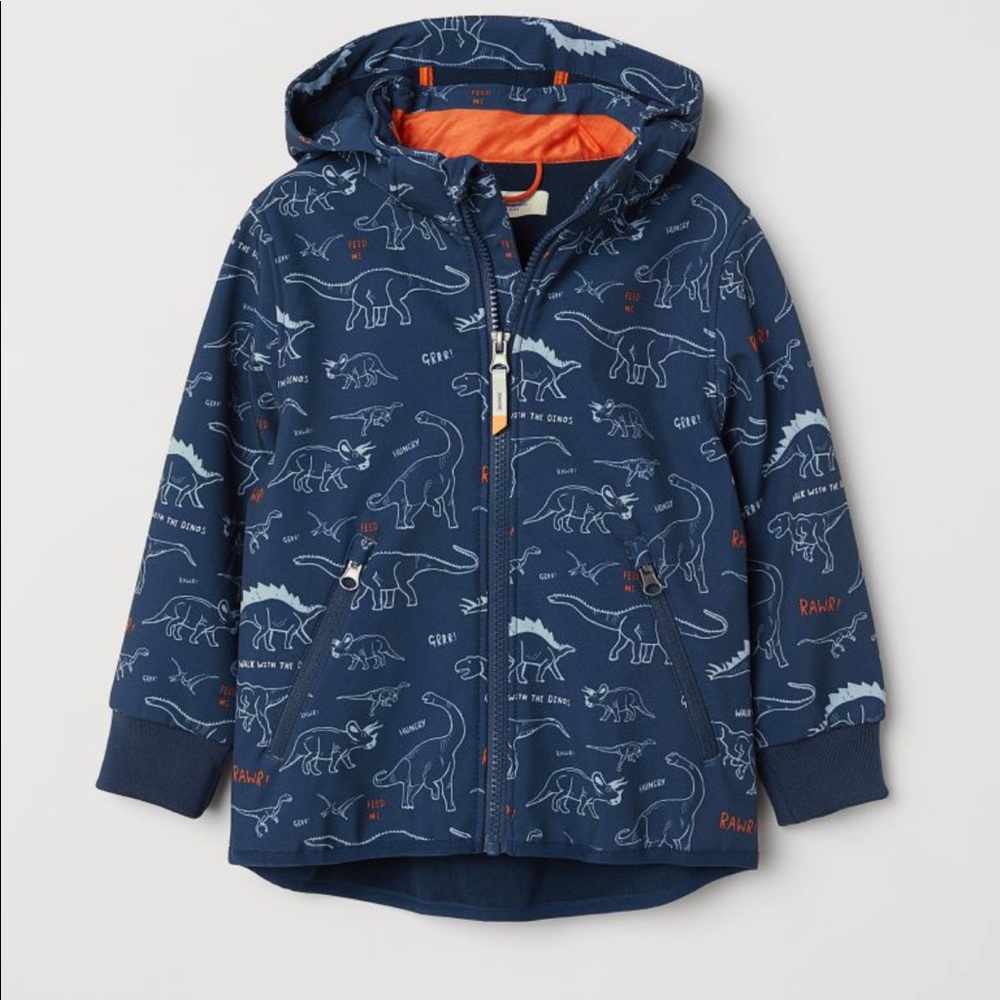 H&M toddler boy water repellent jacket dinosaur print